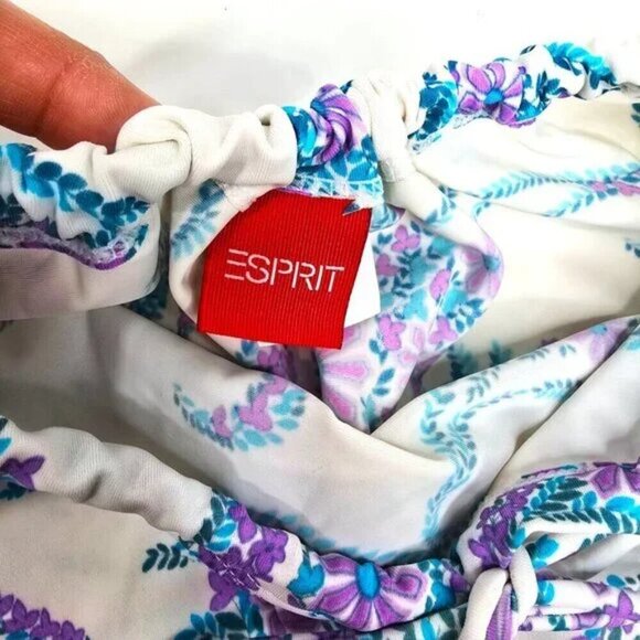 Vintage Esprit Y2K White Paisley Circle Swim Suit Beach Cover - Picture 5 of 8